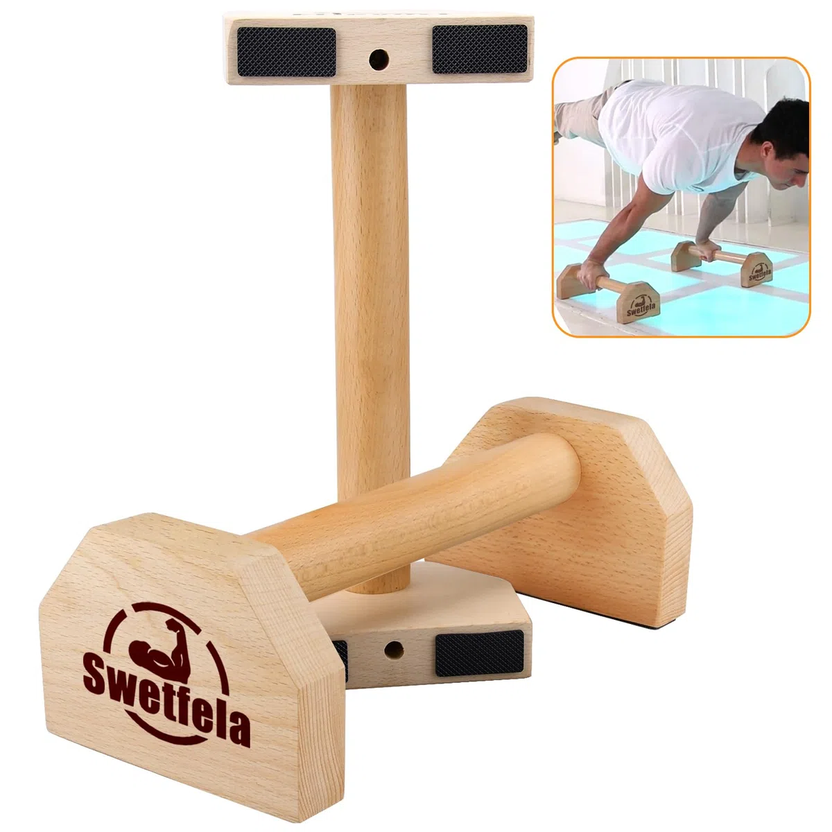Parallettes, 2 Poignées De Pompes ParallèLes En Bois, Calisthenics, Poignées Antidérapantes, Barres Parallèles De Gymnastique, Barres Parallèles Pour L'IntéRieur Et L'Extérieur Pour La Calisthénie