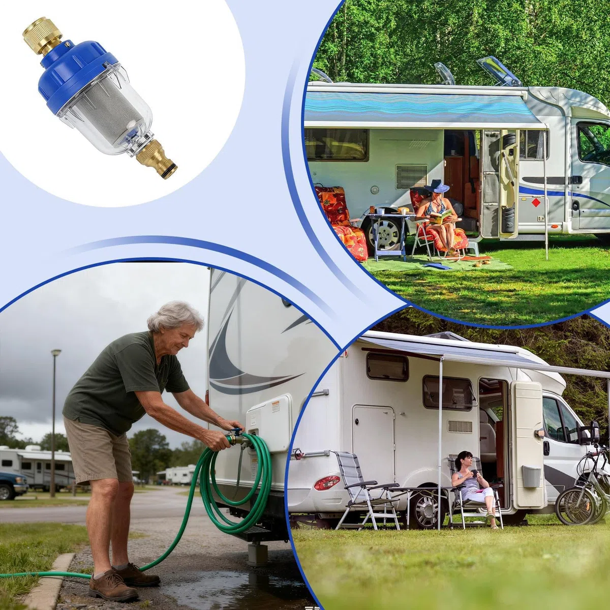 Filtre à eau pour camping-car, purificateur de robinet compact – Accessoire modifié pour réservoir d'eau | Pour remorque de voyage, caravane, jardin, cour, balcon, terrasse, pelouse