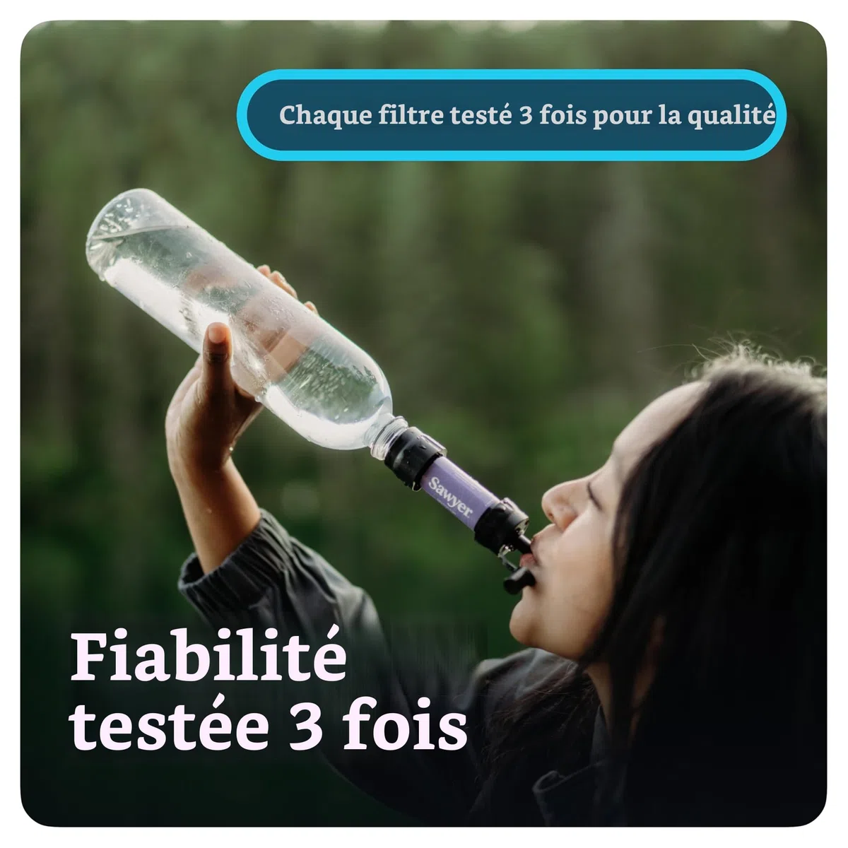 Sawyer Products SP340 Mini système de filtration d'eau, filtre et piston de nettoyage uniquement, simple, bleu sarcelle