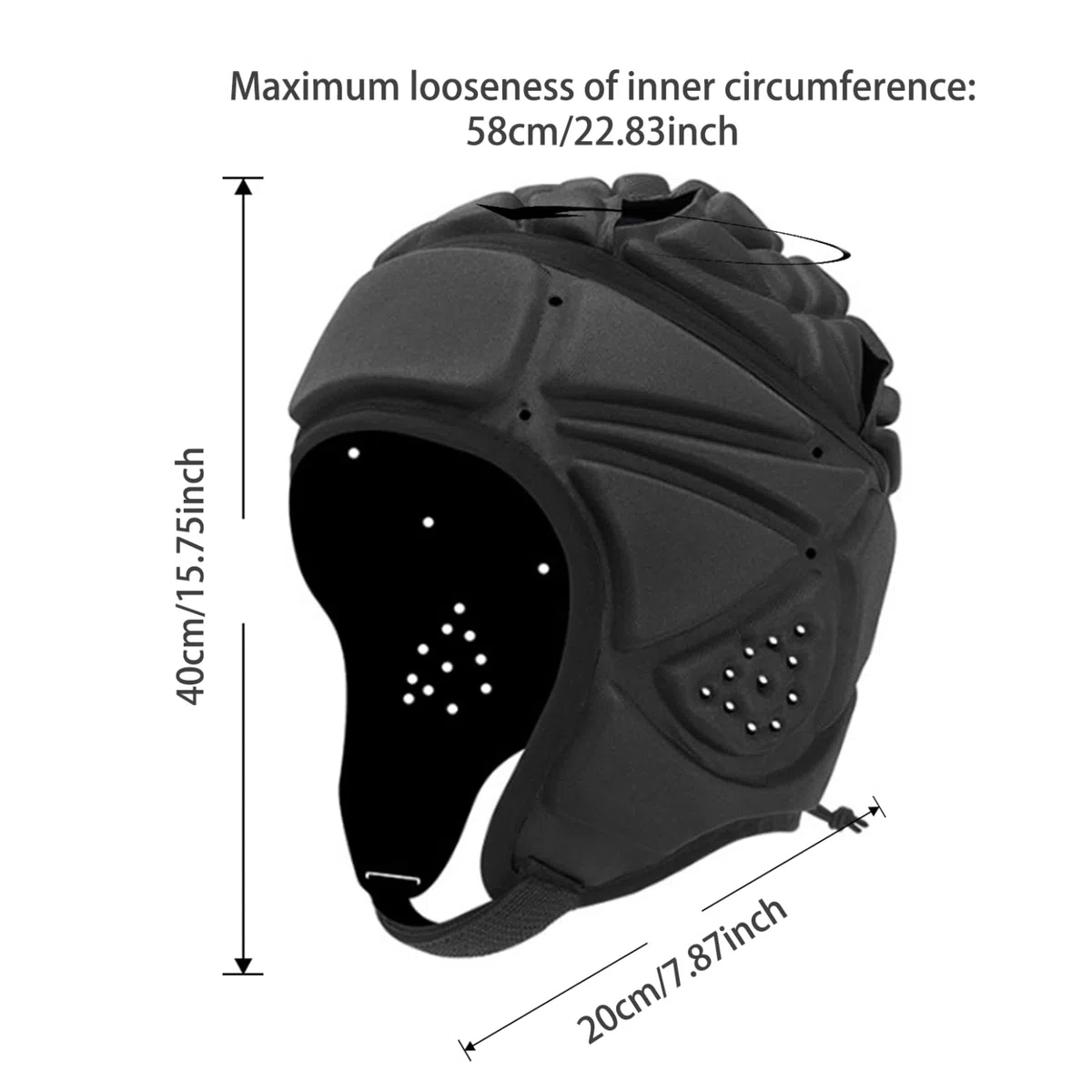 Casque de Rugby Ajusté en Douceur Avec Ruban Adhésif pour Adultes, Noir