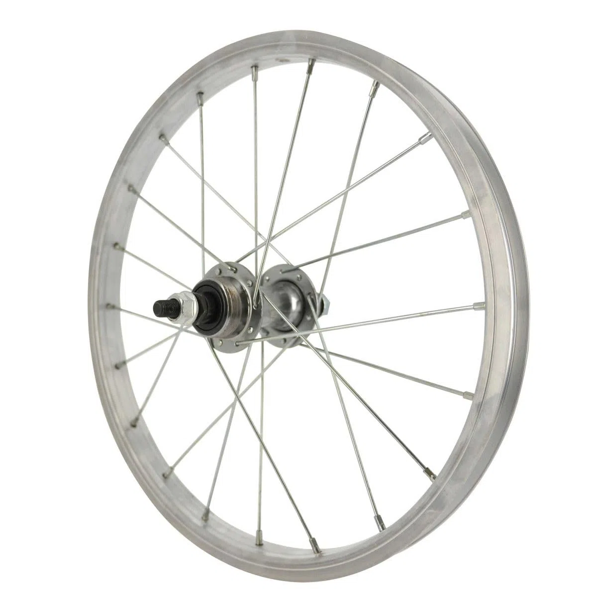 BIKE ORIGINAL - Roue Arrière 16" - Jante Alu Simple Parois 20 Trous - Moyeu Alu à Écrous - Compatible Pneus 32-63 mm - Freinage sur Jante - ETRTO 305X20C - Couleur Argent