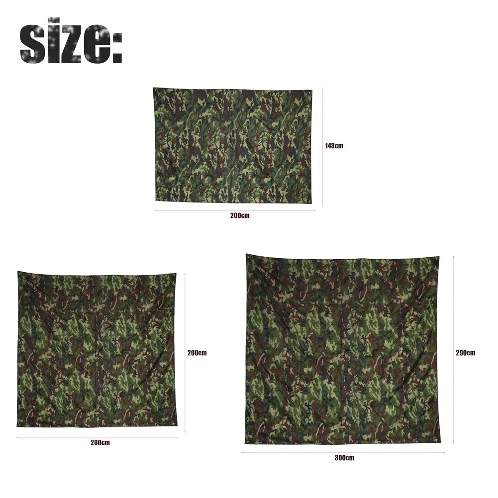 OKJHFD Étanche Camping Abri Tente Bâche,Camouflage Extérieur Portable Léger Imperméable À La Pluie Tapis Raintent Bâche Abri Plage Pique-Nique Couverture Tapis Bâche(3x2.9m)