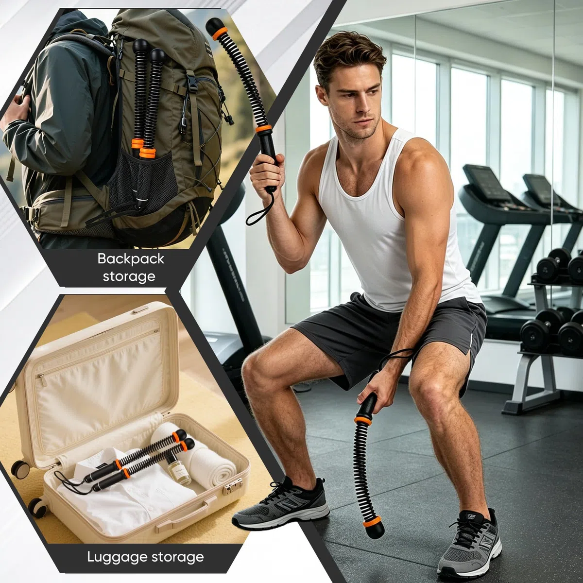 Corde de combat lestée, anneau de poids réglable, corde de fitness sans fil, âme en acier haute résistance, poignée ergonomique en caoutchouc souple, entraînement silencieux à domicile