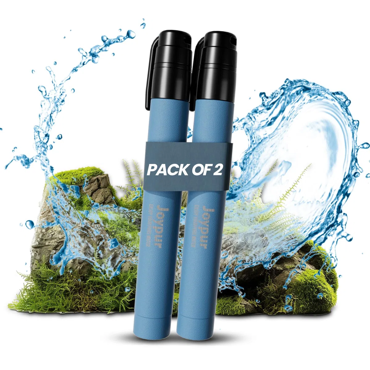 Paille Filtrante de Survie- Purificateur d'Eau pour Randonnée Camping Bushcraft - Filtre à Eau de Poche, Materiel Militaire Accessoires Survivalisme Equipement Kit. (bleu*2)