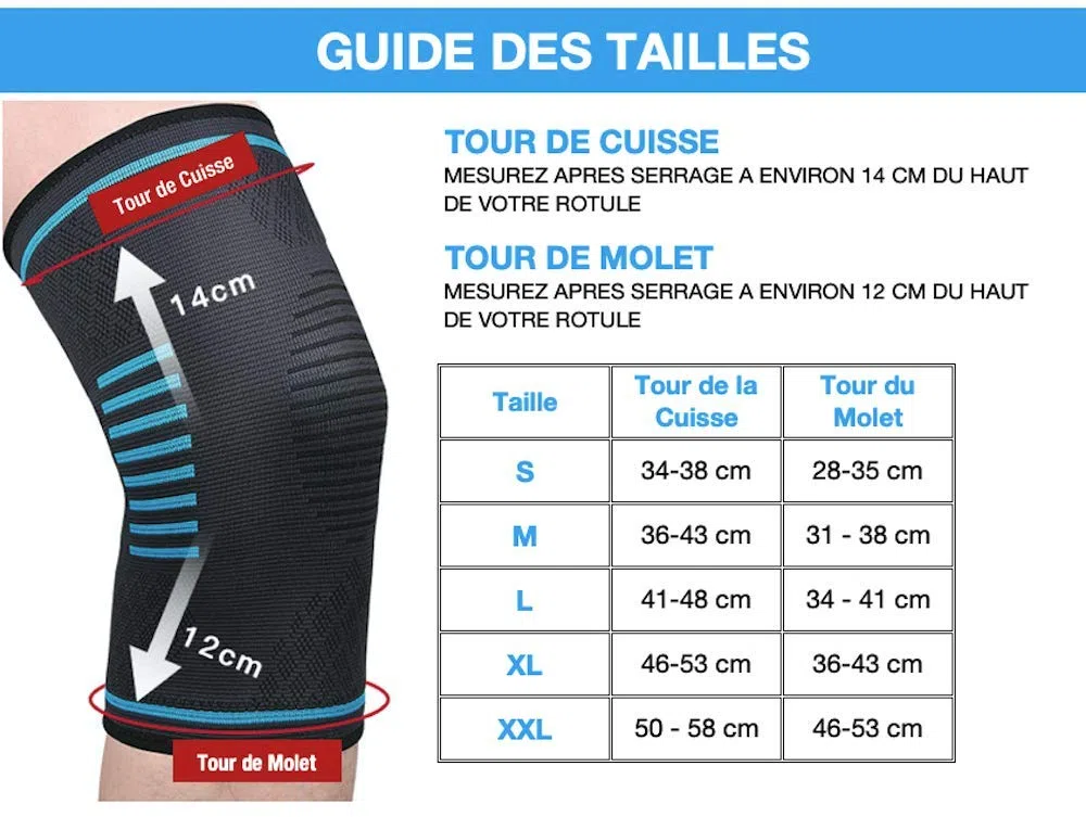 Set de 2 Genouillères Sport Rotulienne et ligamentaire. Genouillère de maintien. Respirante et antidérapant. Jambe gauche et droite. Pour course à pied/Crossfit/Cyclisme/etc. (Bleue, M)