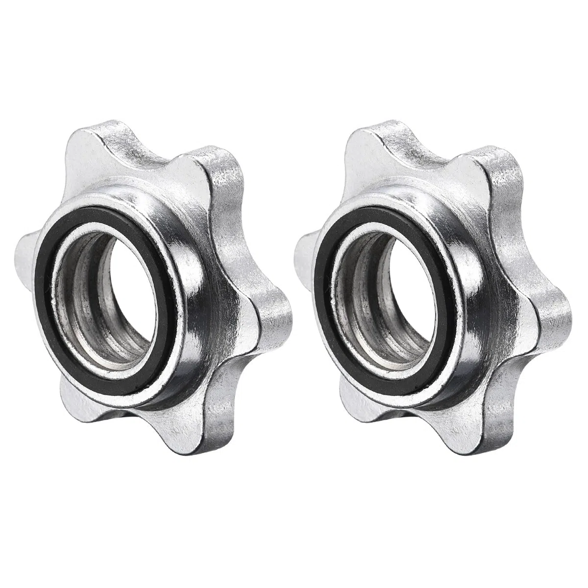 sourcing map Lot de 2 écrous hexagonaux M28 antidérapants pour haltères - Argenté