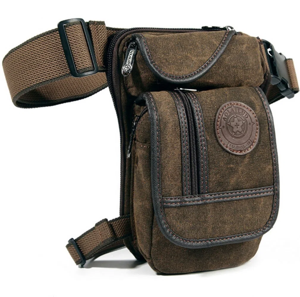 Toile Drop Leg Sac pour Hommes Femmes Taille Ceinture Tactique Militaire Poche Moto équitation Vélo Voyage Tactique À L'extérieur Sports Bum Fanny Pack