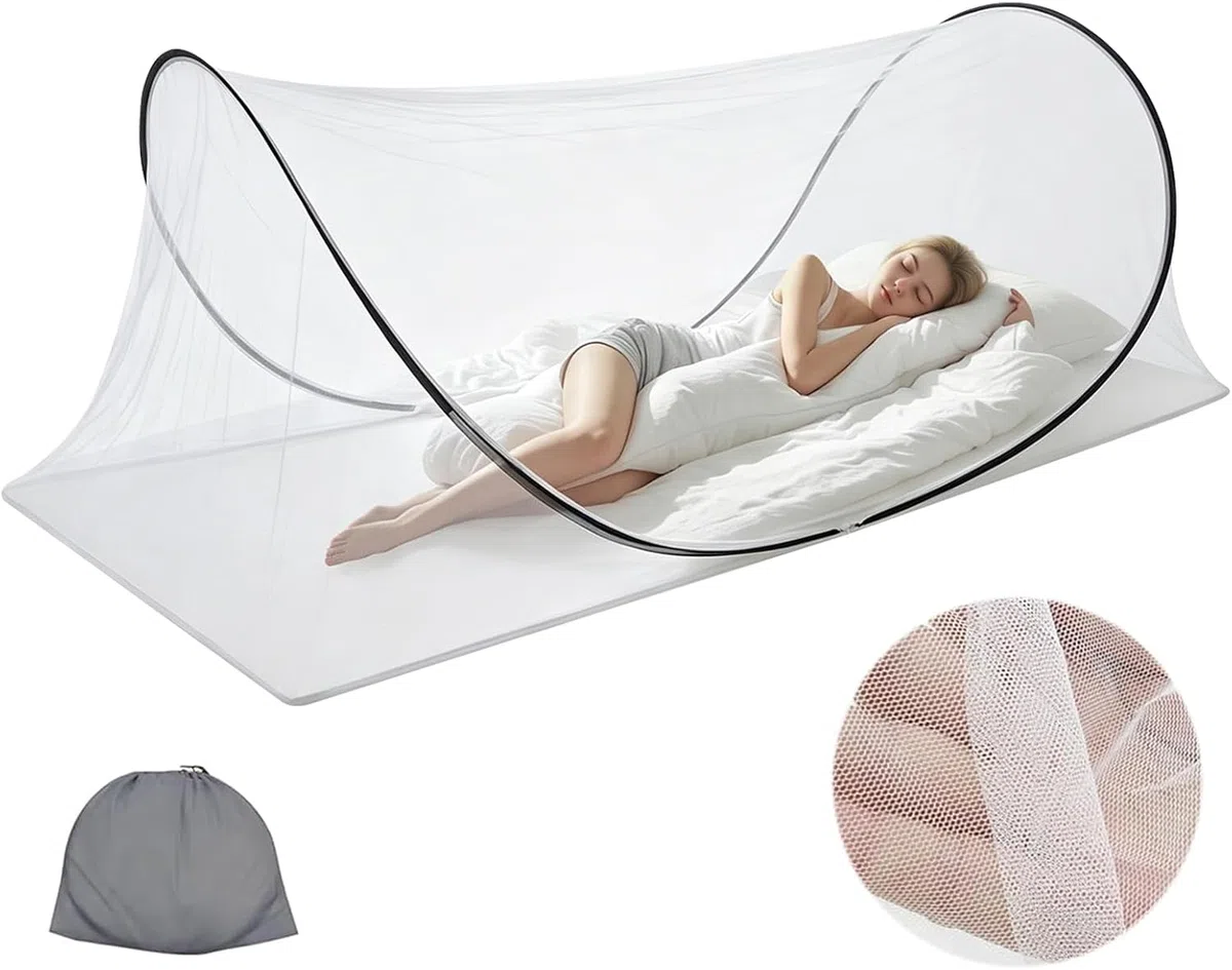Moustiquaire Pop Up, Moustiquaire Légère et Pliable avec Fermeture Éclair Répulsif Anti-Moustiques à 360° Tente Moustiquaire de Voyage Pop-up sans Installation pour Camping, Dortoir, Maison