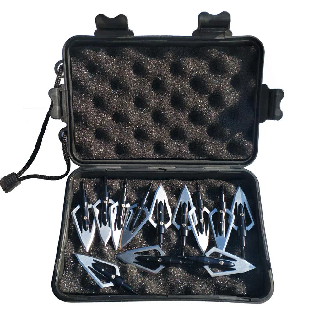 SHARROW 12pcs Pointe de Flèche 2 Lames 100Grains Têtes de Flèche à Lame avec Broadheads Box pour Flèches d'arbalète et de Carbone