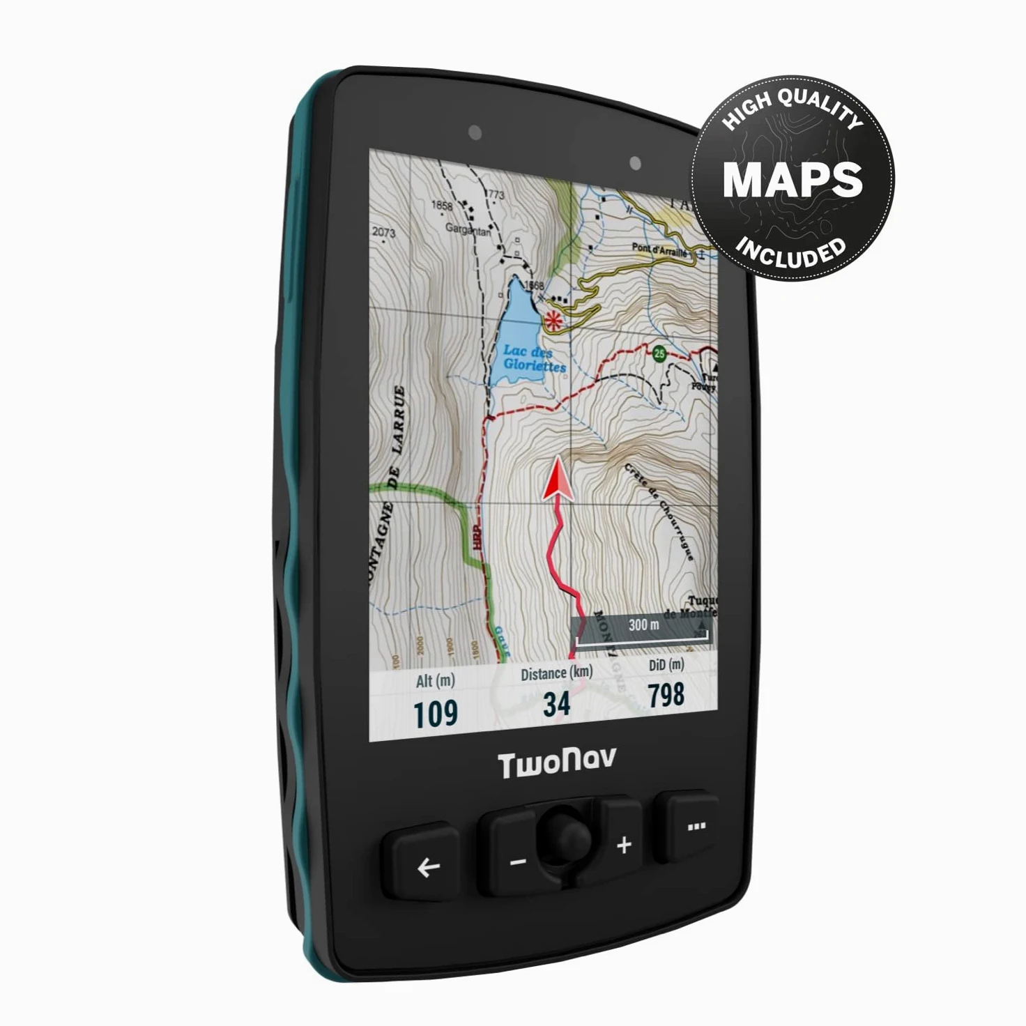 TwoNav Aventura 2 Plus + Carte France IGN Topo complète, GPS de Marche à Pied écran Large de 3,7 Pouces, Boutons et Joystick pour Alpinisme, Trekking ou randonnée. Couleur Turquoise
