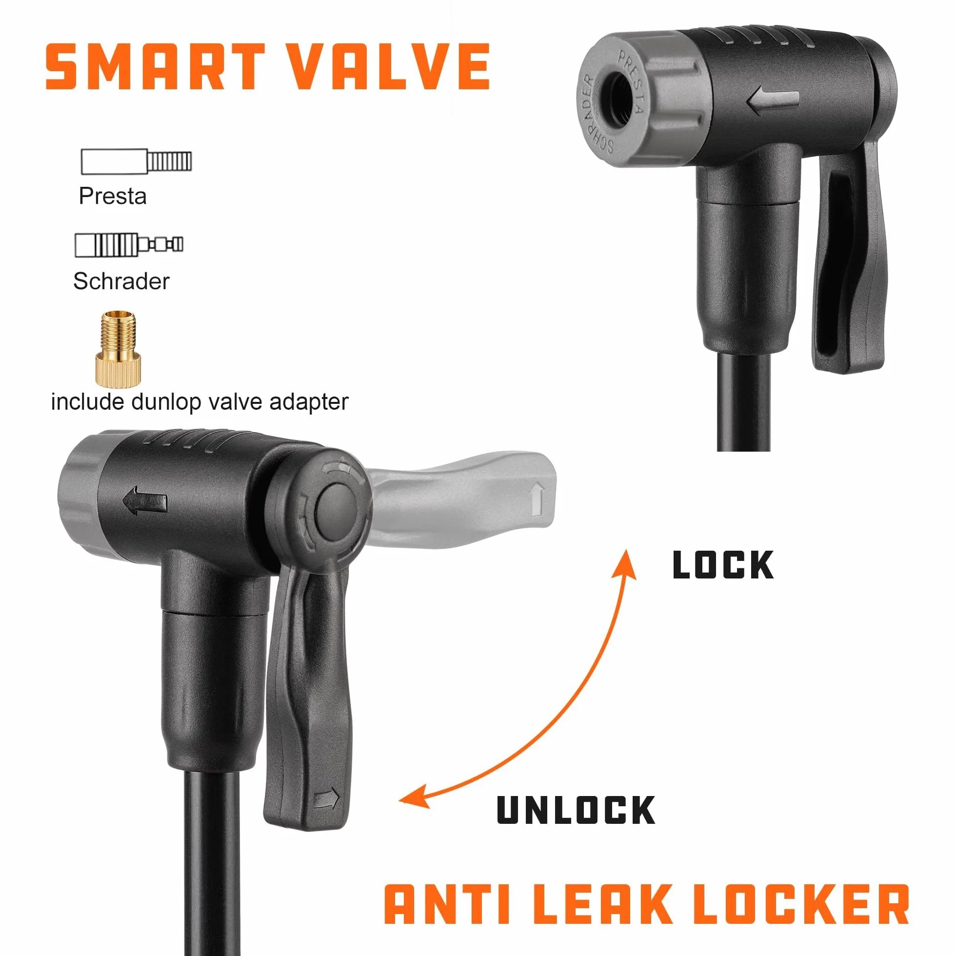 Pompe à vélo 120 PSI - Toutes Les valves compactes - pour valves Presta et Schrader et Dunlop - Mini Pompe sur Pied pour vélo de Course, VTT