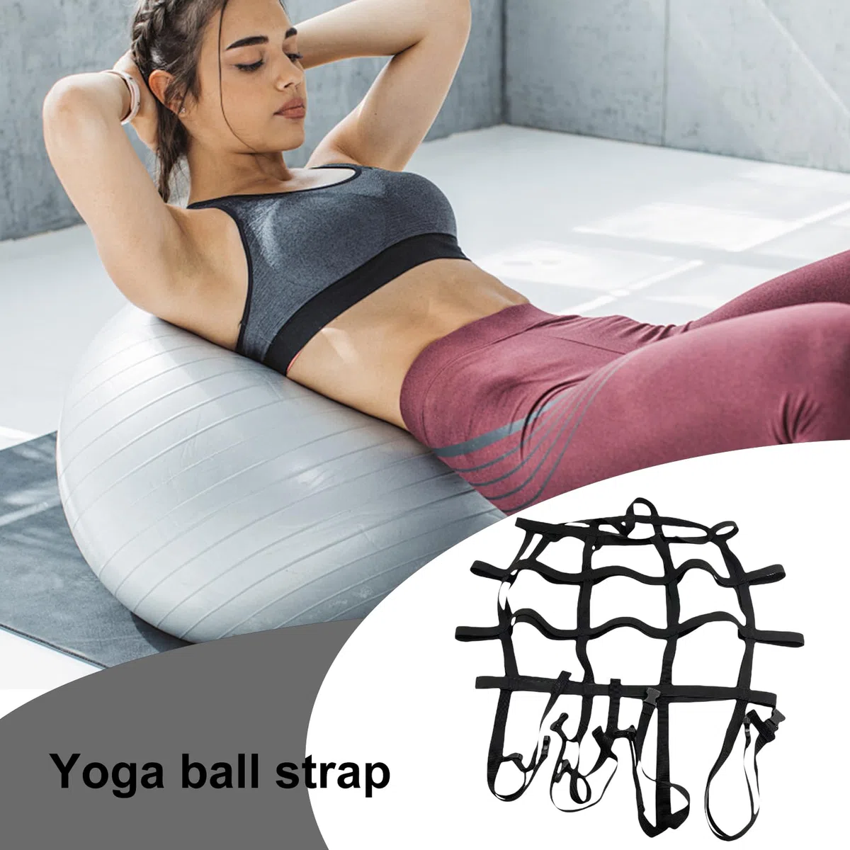 Sangle de balle de Pilates | Sangle auxiliaire pour exercices de yoga, ceinture portable réglable et pour ballon de Pilates, entraînement d'intégration sensorielle, voyage, gym à la maison