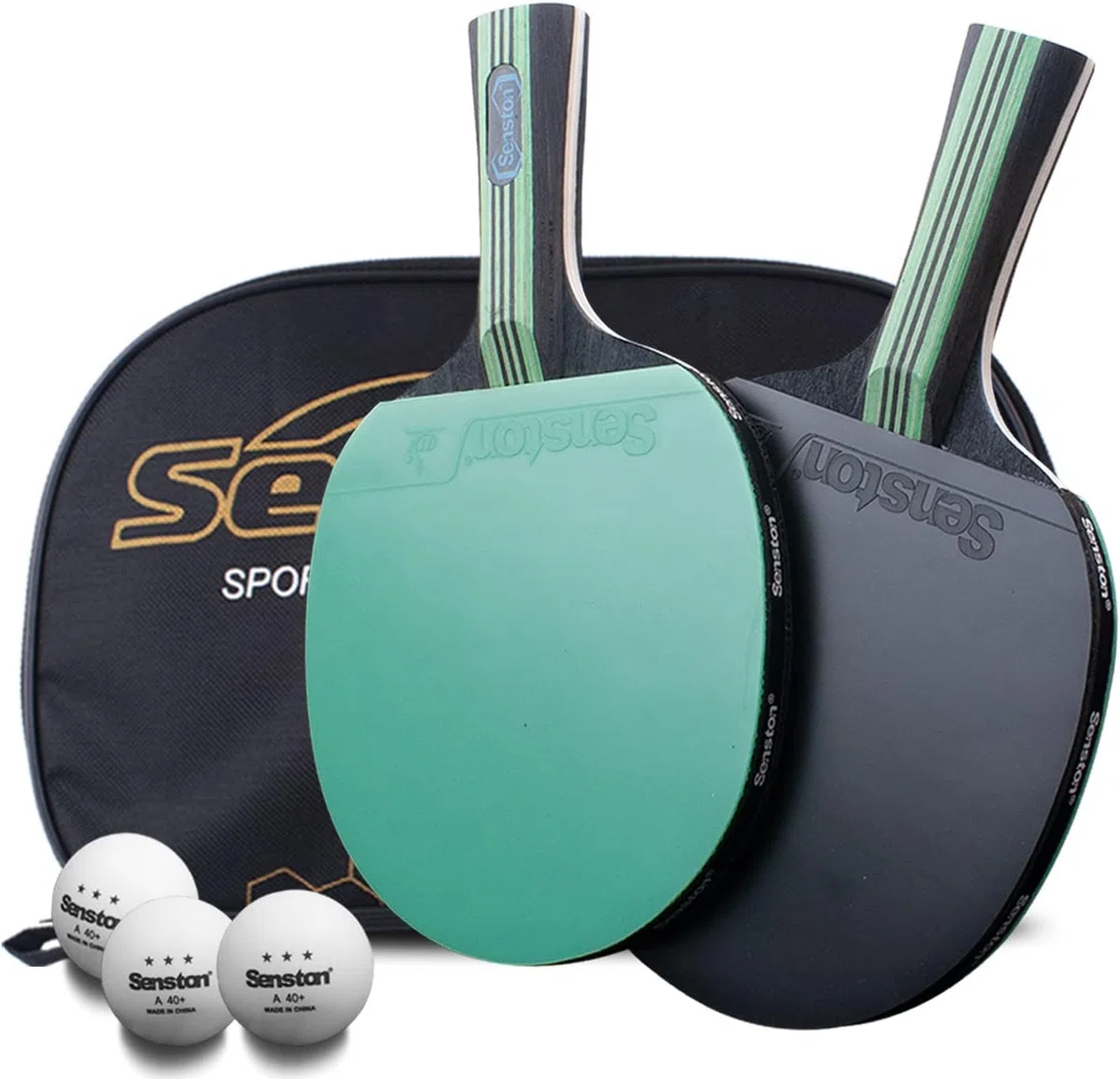 Senston Raquette Ping-Pong, 2 Raquette et 3 Balles pour Intérieur Extérieur