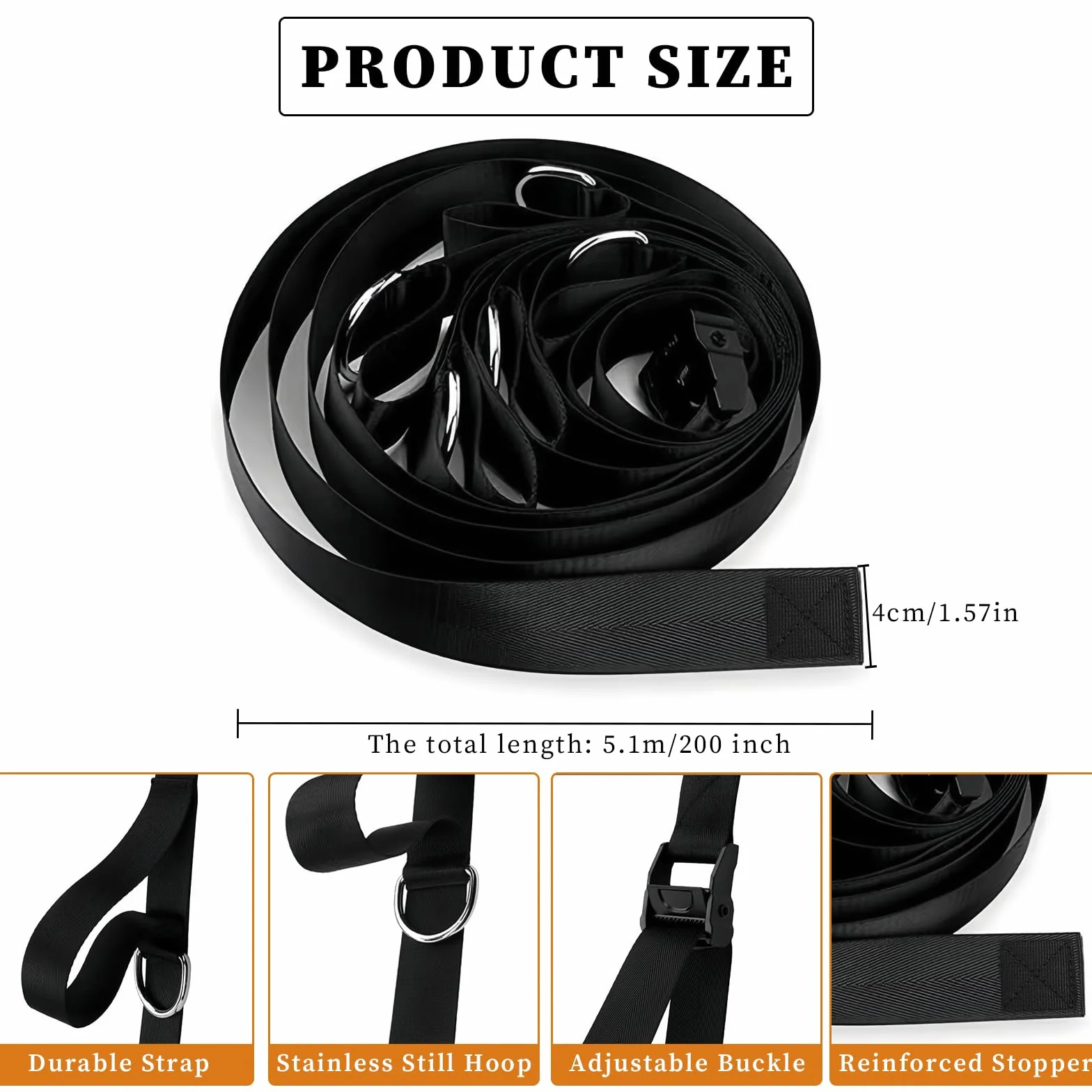 Sangle d'ancrage Porte pour Exercices Bandes Résistance, Ancre de Porte Bande Résistance Portable pour Entraînement, Fixation Multi-Points d'ancrage pour Fitness Maison, Facile à Installer