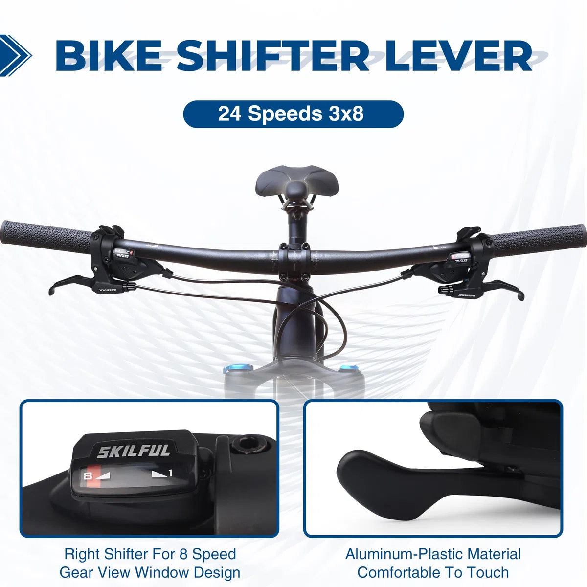 ZUKKA 1 paire de leviers de vitesse de vélo 3 x 8 24 vitesses pour VTT, vélo de route, VTT, BMX, noir