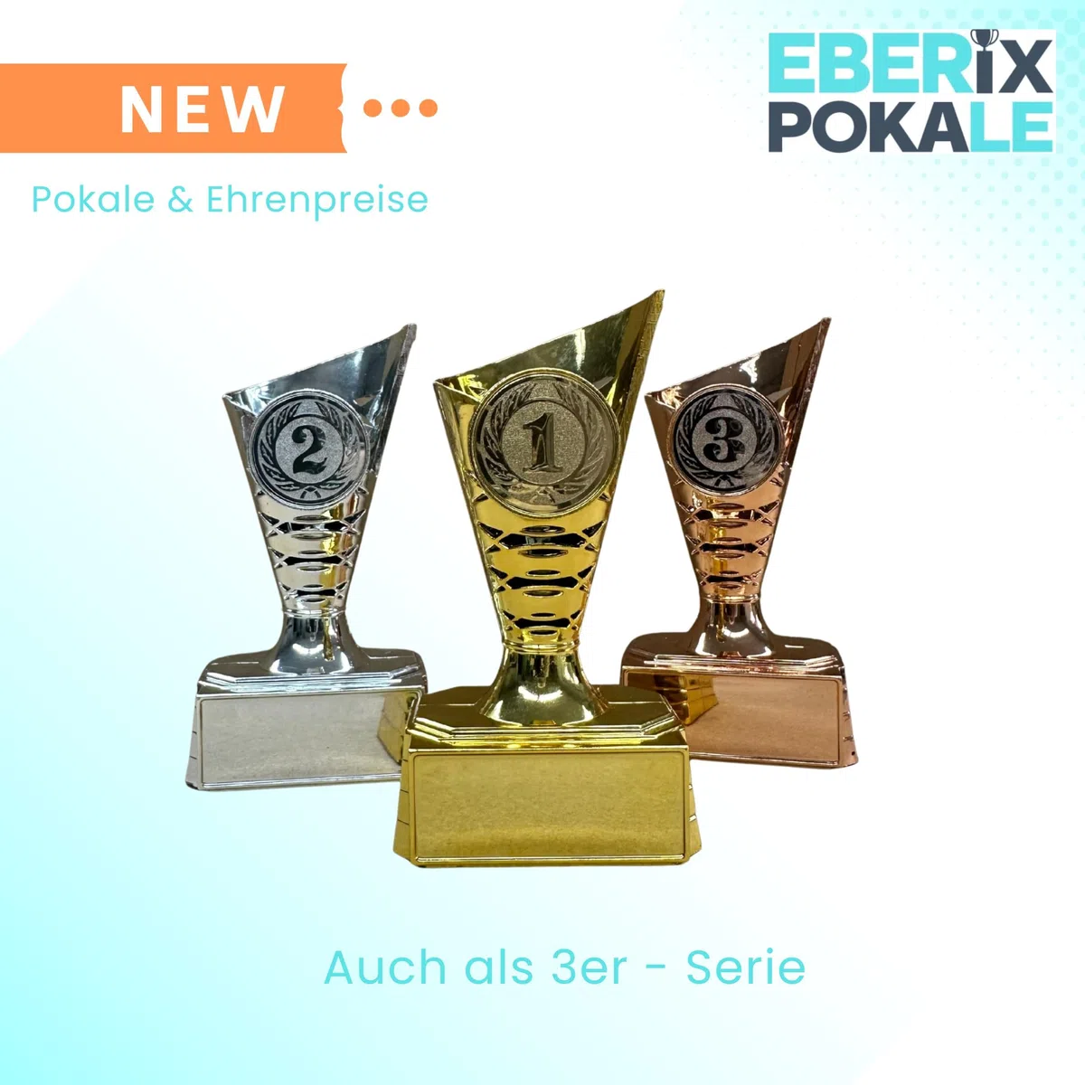 EBERiX Lot de 3 mini trophées Place 1, 2, 3 - En plastique avec gravure - Or, argent et bronze - Environ 11 cm de haut - Convient pour les tournois, les fêtes d'enfants, les soirées de jeux et comme