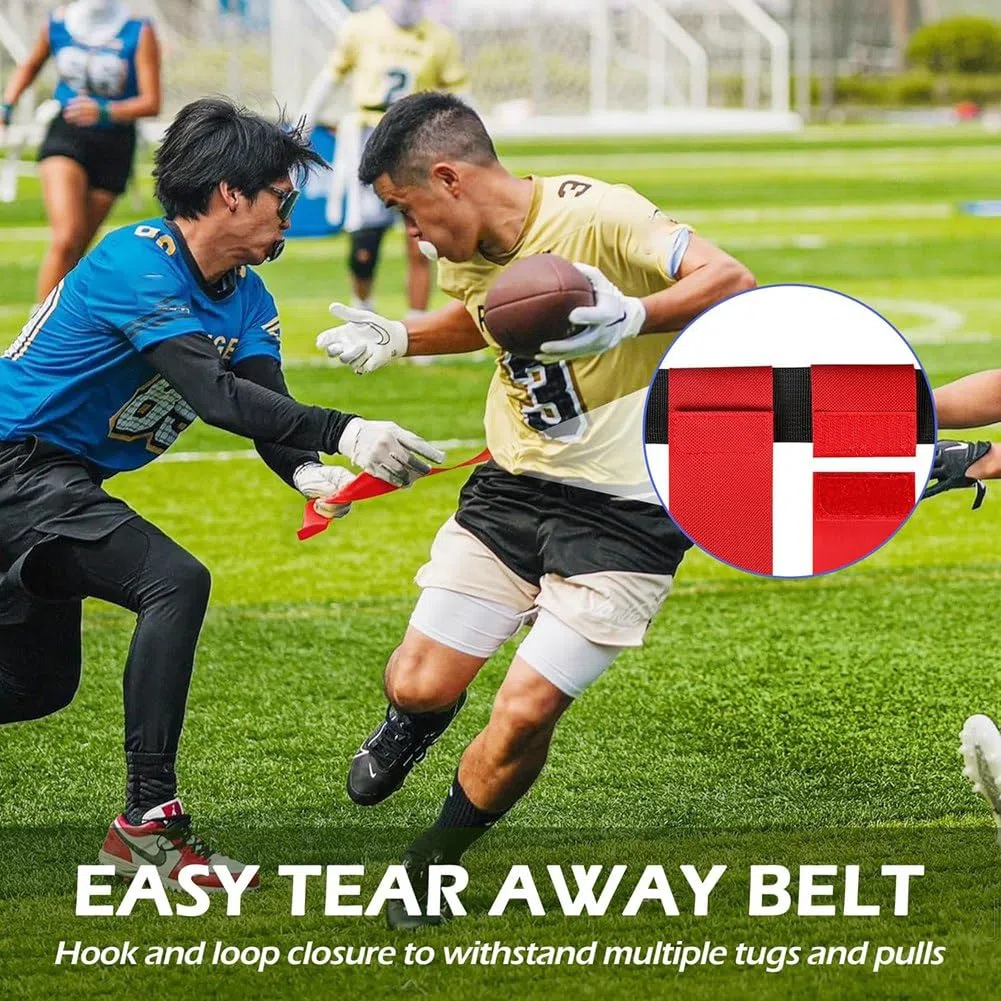 Flag Ceinture de football réglable pour 14 joueurs pour compétitions d'entraînement sportif (rouge et bleu)