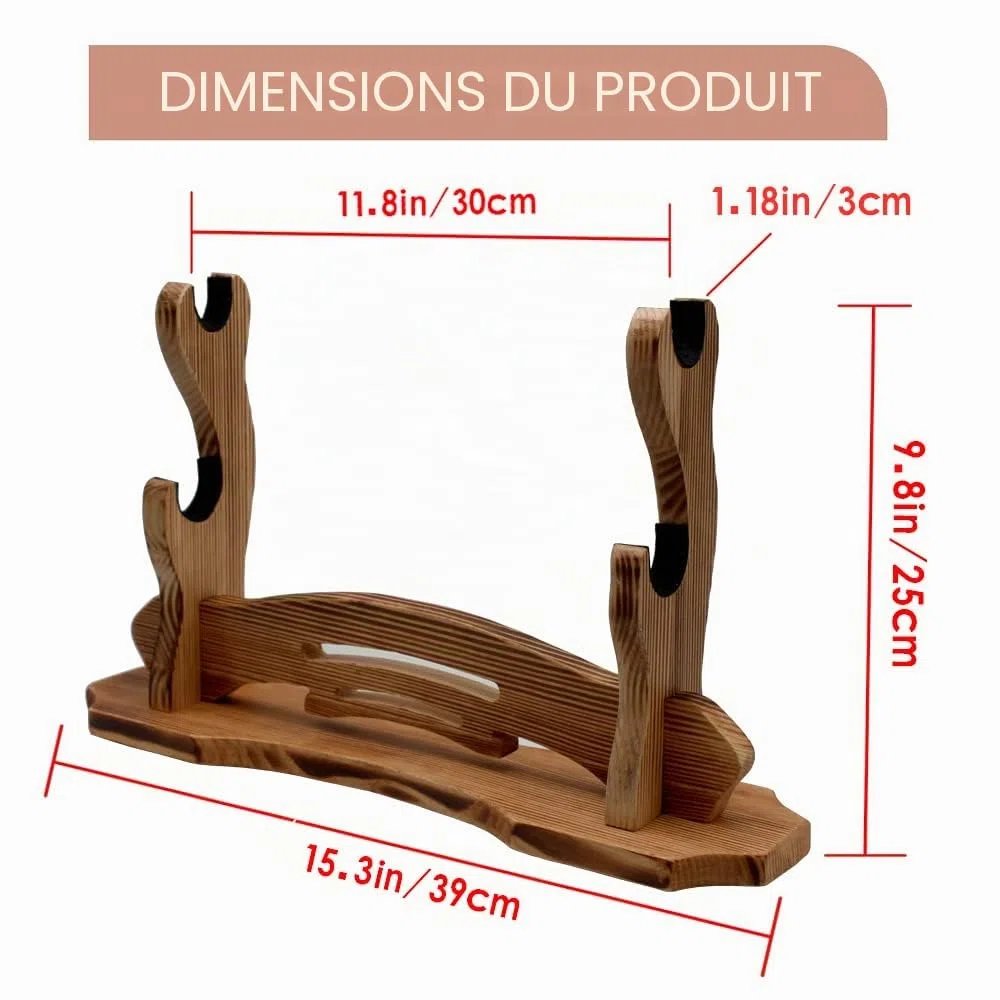 BiJun Support D'épée Katana - Porte Katana Katana Sasuke -Support Mural pour Katana - Pour Katana Wakizashi Tanto - Pour Toutes les Epées (2 Couche)
