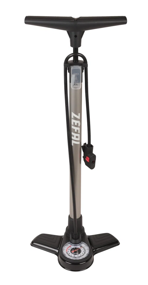 ZEFAL Profil Max FP20 - Pompe à pied vélo - Manomètre et Raccord Intuitif Z-Switch, Argent