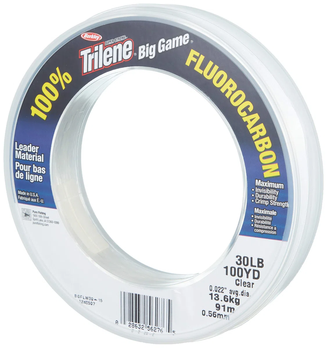 Berkley Big Game Fluorocarbon Leader Fil de pêche Résistance 13 kg 90 m