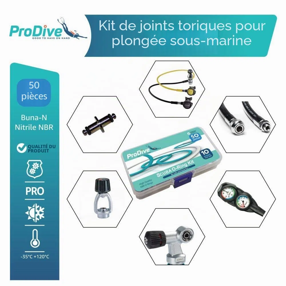 Kit de joints toriques de plongée 10 tailles 50 pièces Full Set de joints toriques