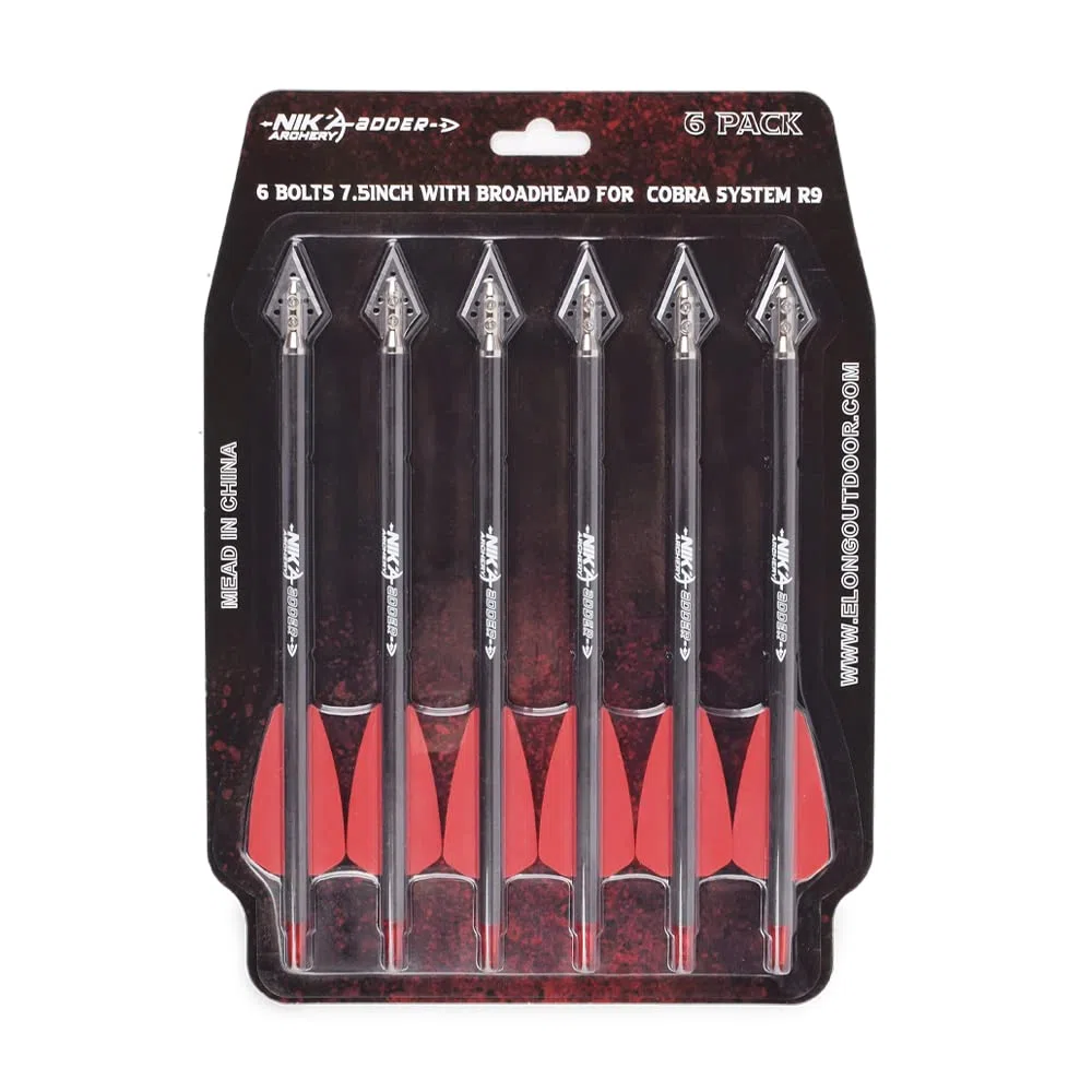 Flèches en Carbone à Boulon d'arbalète de 7,5 Pouces avec Pointe Large à 2 Lames pour la Chasse au tir à l'arc Tir 6 / PCS