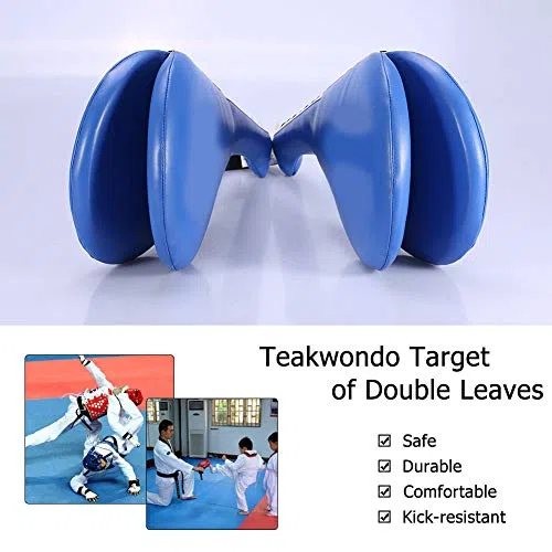 1 Paire de Raqettes Doubles Taekwondo Raquette de Frappe en Cuir Artificiel PU Pad de Target pour Entraînement de Tae kwon do Boxe Karaté Taekwondo Protection Bleu