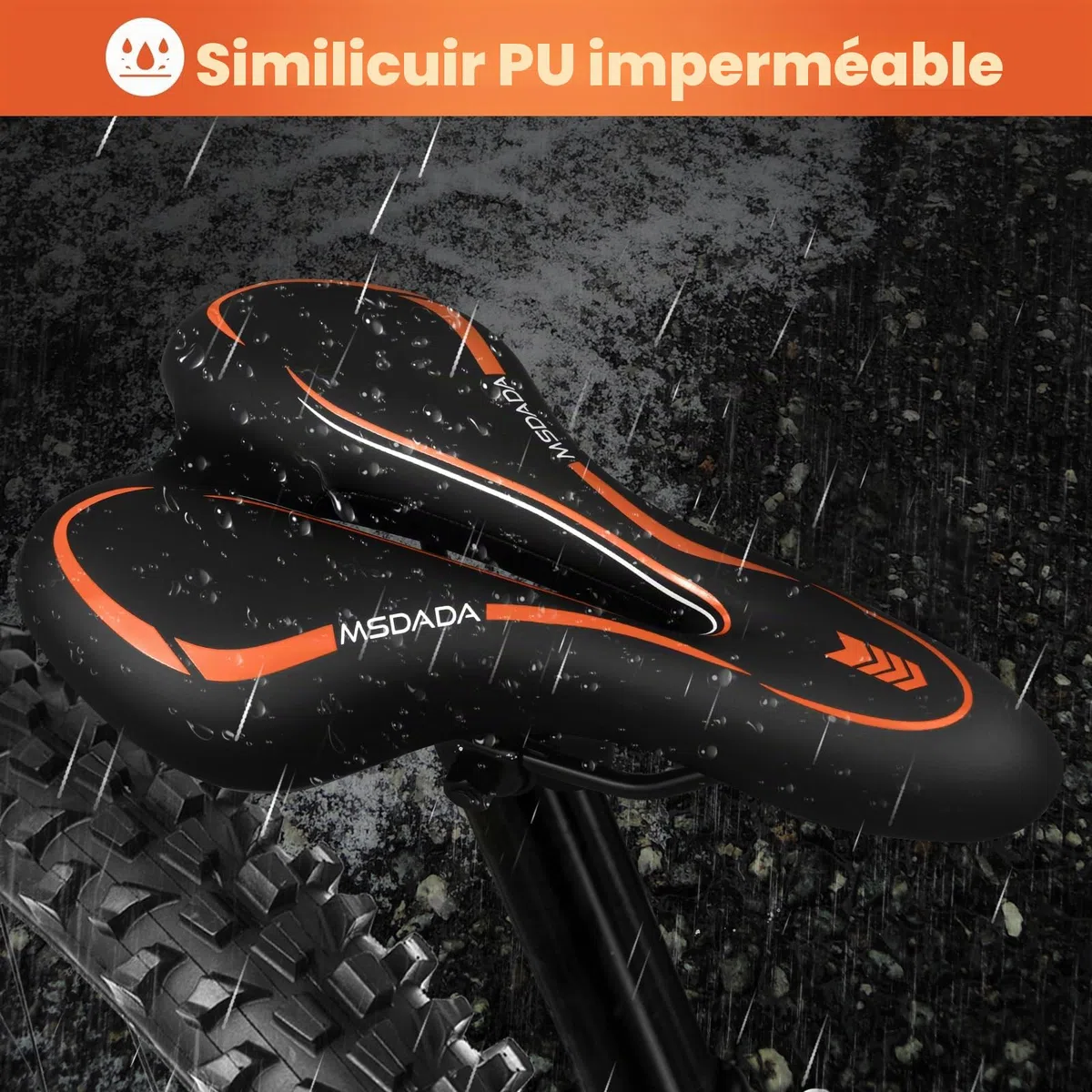 MSDADA Selle de Vélo, Selle Gel Ultra Confortable Ergonomique Imperméable Respirante Absorbant Les Chocs Creux Siège de Vélo pour Vélo VTT Vélo Route Vélo Ville Homme et Femme