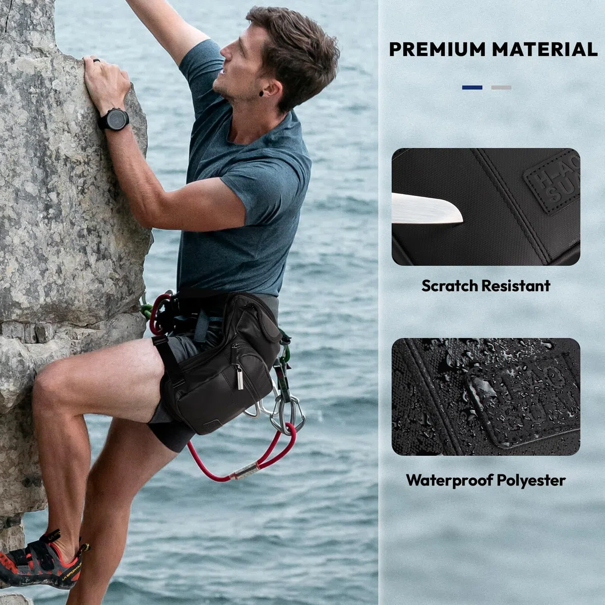 Sac pour Les Jambes Moto Sacoche de Cuisse Pêche Sac de Jambe Tactique, pour Hommes et Femmes, Conçu pour la randonnée, l'alpinisme, la Moto, la pêche,Multi-Poches