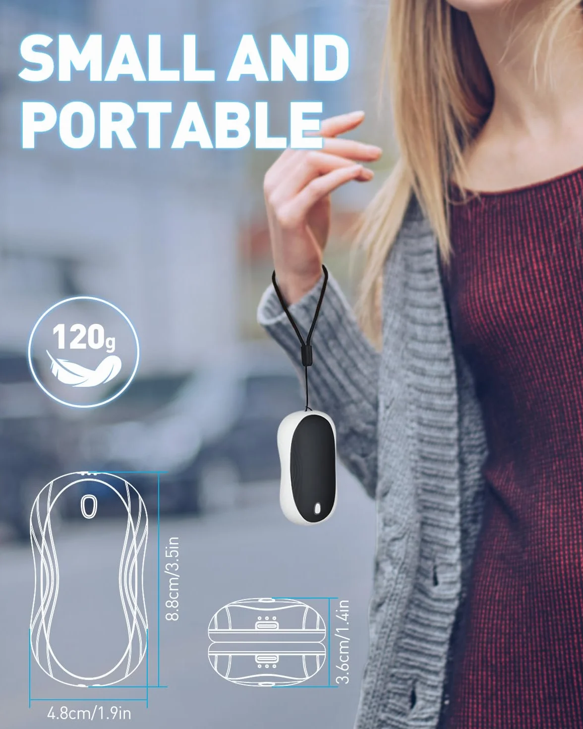 Cnkeeo Chauffe-Mains Rechargeable de Poche Température 40-55 ℃ avec 3 Niveaux de Chauffage réglables pour Raynauds, Camping, Cadeaux de Noël