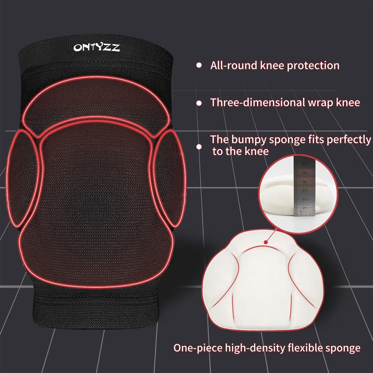 ONTYZZ Genouillère Volley Adulte Protege Genoux Adolescents Protection Genou Doux Genouillere Danse Haute Elasticité Epaississement Genouilleres Sport pour Handball VTT Yoga Basketball Genouillère XL