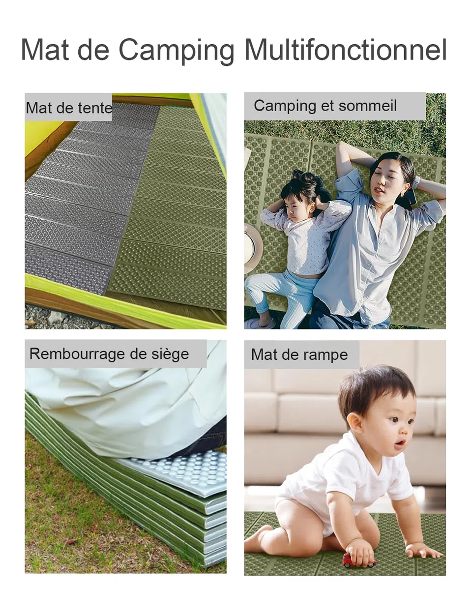 Tapis isolant pliable en mousse pour extérieur, camping, tapis isolant, ultra léger, 180 x 60 cm, pour tente, plage, voyage, randonnée, alpinisme