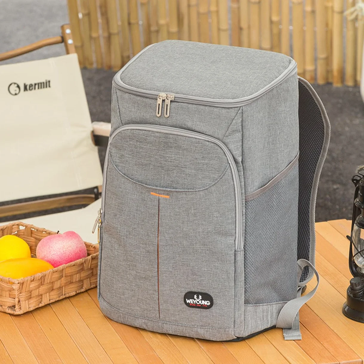25L Sac à Dos Isotherme à Glacière, Sac Isotherme Portable Cooler Backpack Bag, pour Hommes Femmes pour Camping, Pique-Nique, Barbecue, événements (Gris)