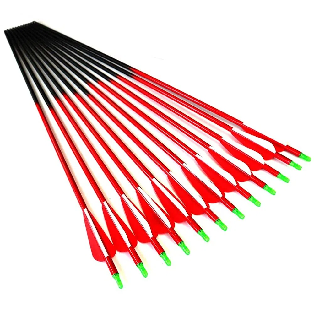 Spine 700 Flèche 29 Pouces Flèche Flèches Carbone Flèche Cible Flèche de Chasse Arc à Poulies Arc Classique Adulte Jeunesse Tir à l’Arc Entraînement 12pcs