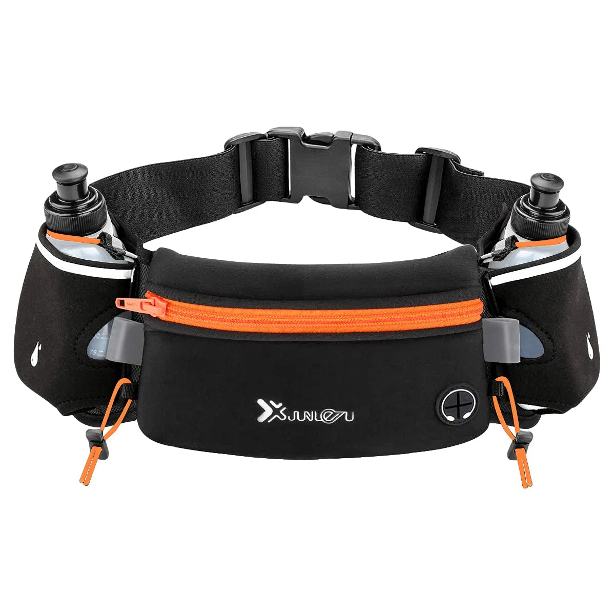 Number-one Ceinture de course avec gourdes (2 x 175 ml), ceinture d'hydratation étanche, sac banane pour iPhone, pochette de sport ajustable pour les marathons, la course, la randonnée ou le vélo