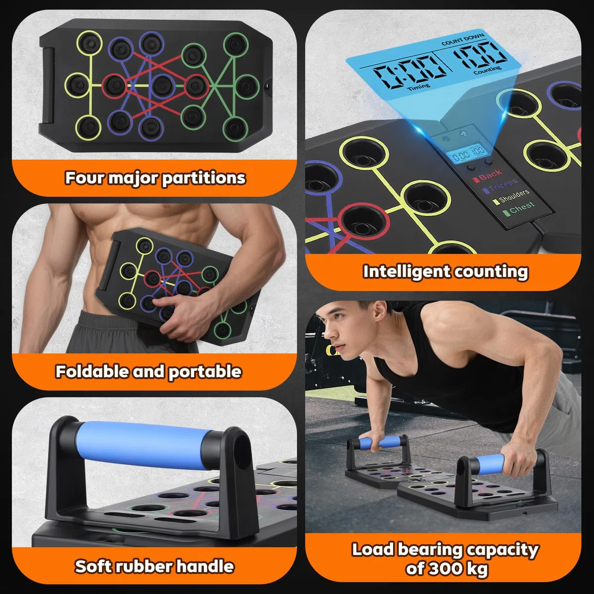 Push Up Board, Planche Pompe Musculation Planche a Pompe avec Fonction de Comptage ﻿Push Pro Machine Équipement Professionnel pour Brûler les Graisses pour Hommes