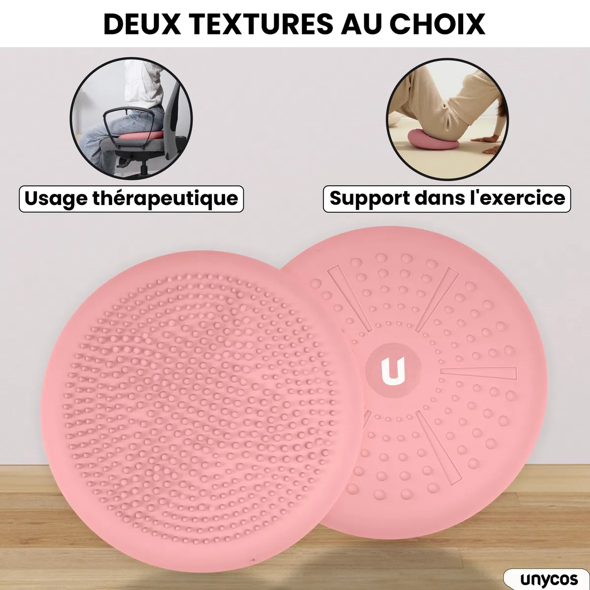 unycos - Coussin Balance d'Équilibre 33 cm, Propioceptif, Coussin Gonflable de Yoga, Entraînement de Base, Dos, Abdomen, Jambes, Fitness, Pilates, Rééducation (PureZen)