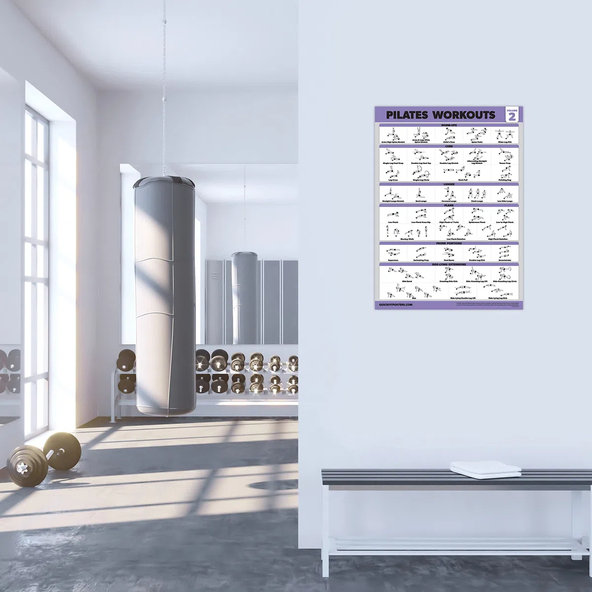 Palace Learning 2 Pack - Affiches d'entraînement Pilates Volume 1 & 2 - Exercices de mat Pilates - Ensemble de tableaux de fitness (45,7 cm x 61 cm, LAMINÉ)