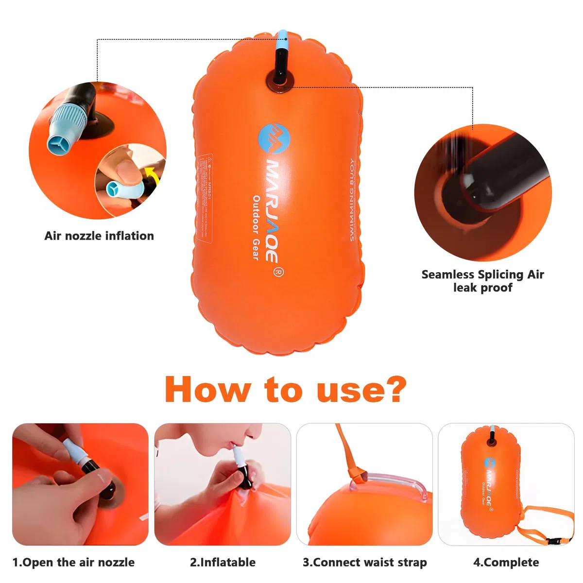 Bouée de Natation avec Bouchons d'oreille et Pince-Nez,Bouée de Natation Swim Buoy Eau Libre pour Triathlètes, Kayakistes, Plongeurs en Apnée