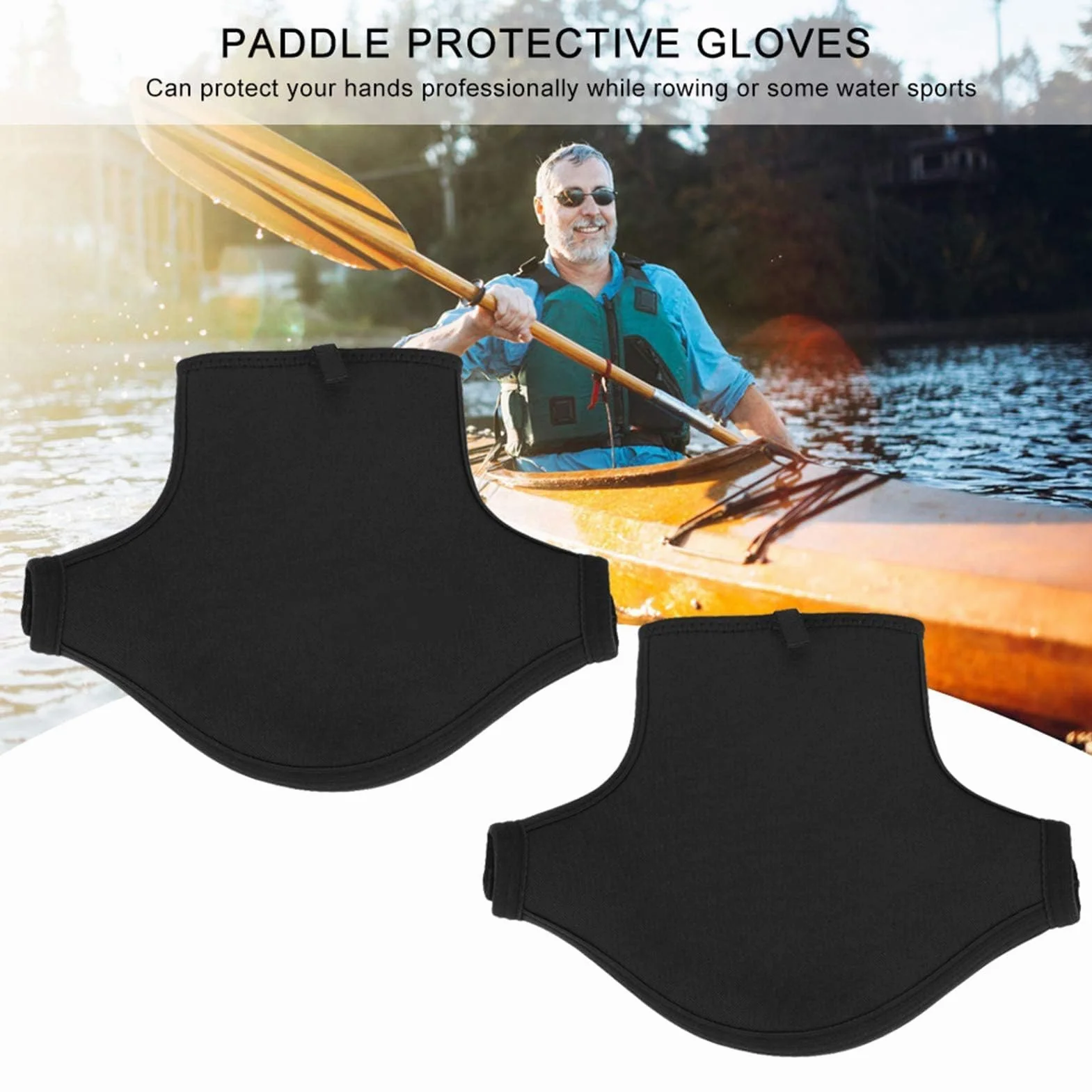 HERCHR 1 Paire Gants de Pagaie de Kayak, Mitaines Antidérapantes pour Pagaies de Kayak Gants de Canoë Imperméables Néoprène Gants de Poignées de Pagaie de Kayak pour Le Rafting en Canoë (Noir)
