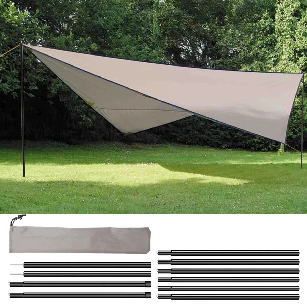 Lot de 2 Poteaux Télescopiques Réglables, Barres de Tente Télescopiques, Barre Tige de Tente Camping Telescopique, Piquets de Tente Télescopiques en Aluminium pour Bâche Tente, Voile D'ombrage Camping