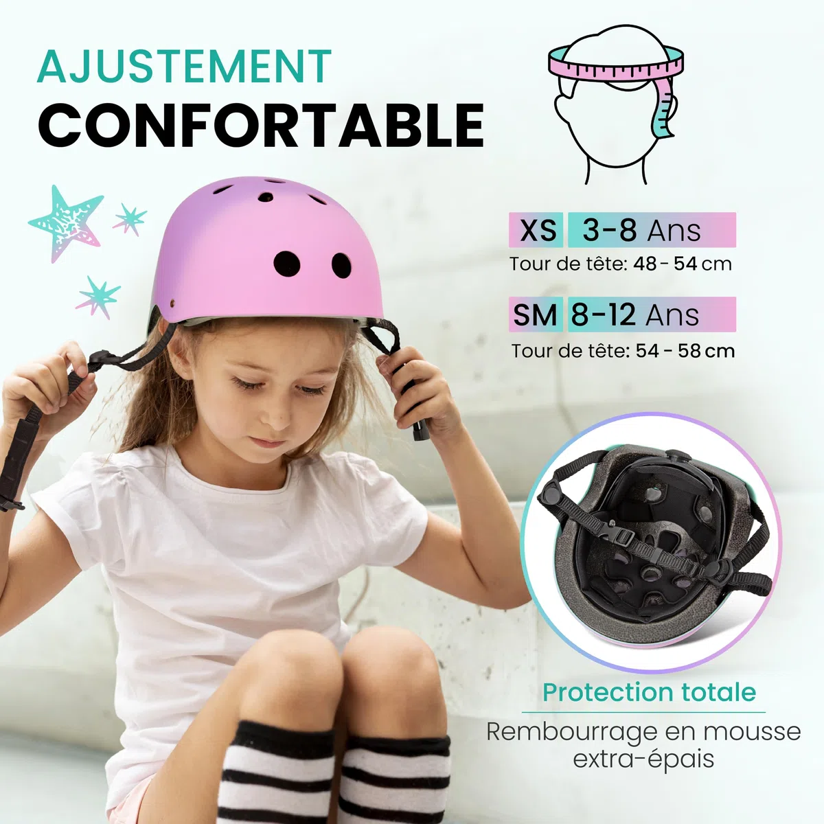99FLIPS Casque Velo Enfant 3-12 Ans - GS certifié par TUV Rheinland - Casque Trotinette de Marque Allemande - Vélo Skateboard Patins à roulettes Roller
