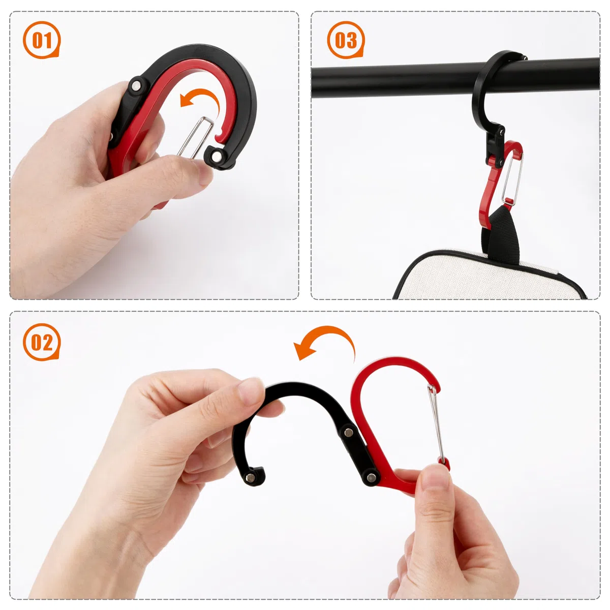 Mousqueton et Crochet Multifonctionnel pour Camping Sac à Dos Valises et Garage Pivotant et Durable Suspendre des Objets Lourdes de Valises Kayaks