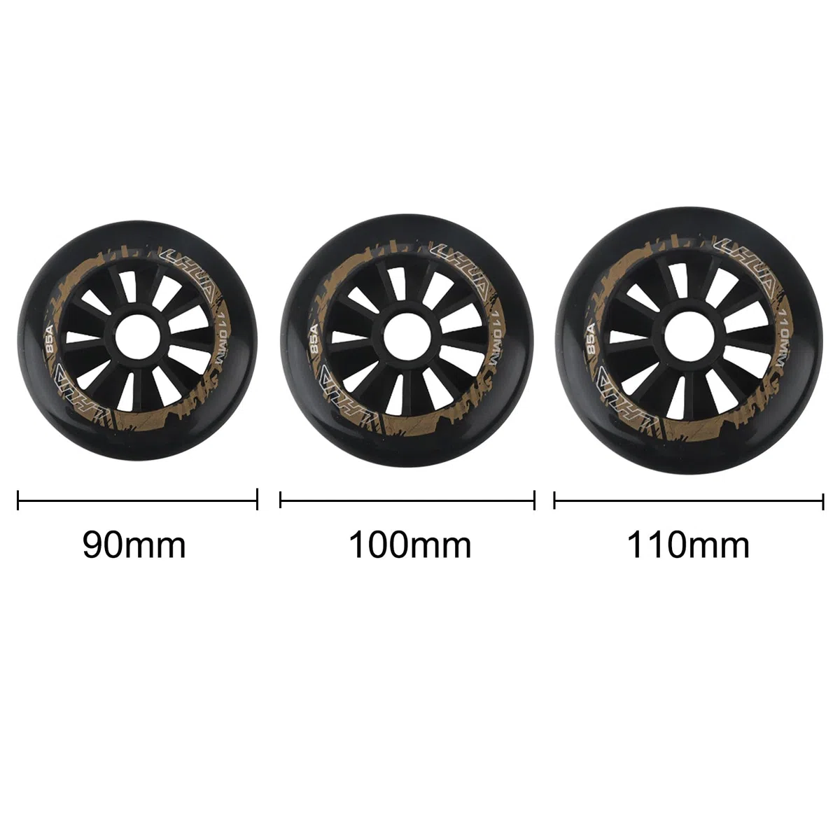 6 Pack Inline Skate Wheels, 90mm / 100mm / 110mm Roller Blade Skating Wheels, 85A Roller Skate Wheels pour Roller Blade Wheel Remplacement,Blanc,100mm