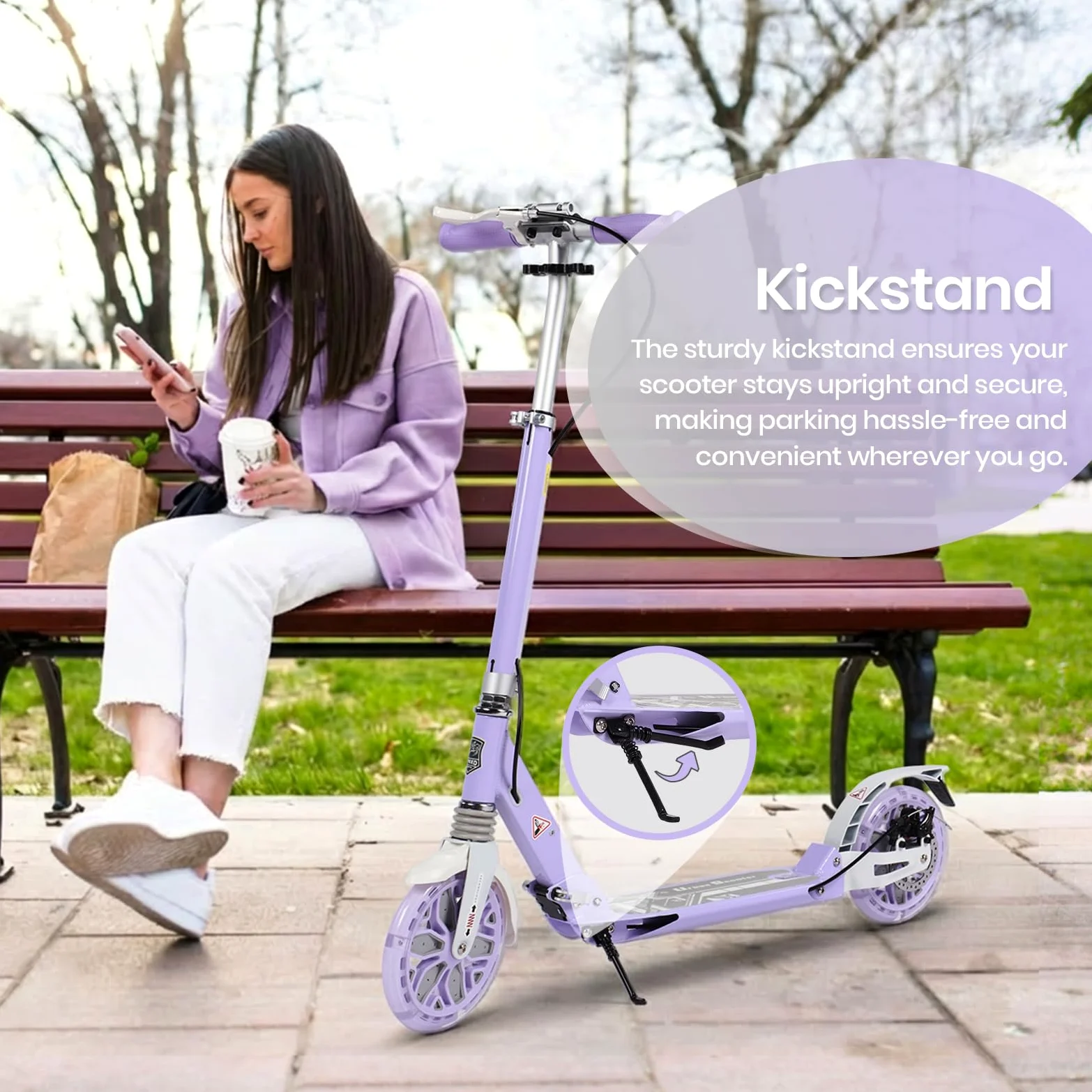 Trottinette Pliable pour Enfants âgés de 8 à 12 Ans, Grandes Roues de 200 mm pour Adultes avec Freins à Disque, Trottinette pour Adultes avec Sangle de Transport et Hauteur réglable pour Adolescents