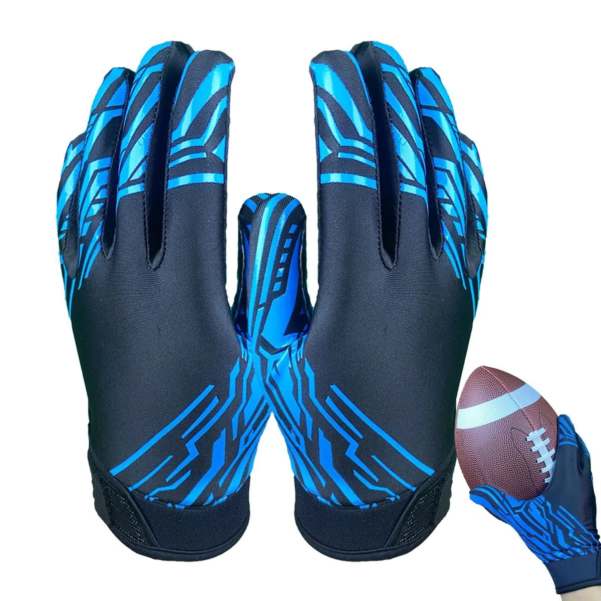 Gants de récepteur | Gants de récepteur larges de football américain | Gants de football | 2 gants de récepteur de football adhésifs larges | Gants de football à adhérence améliorée