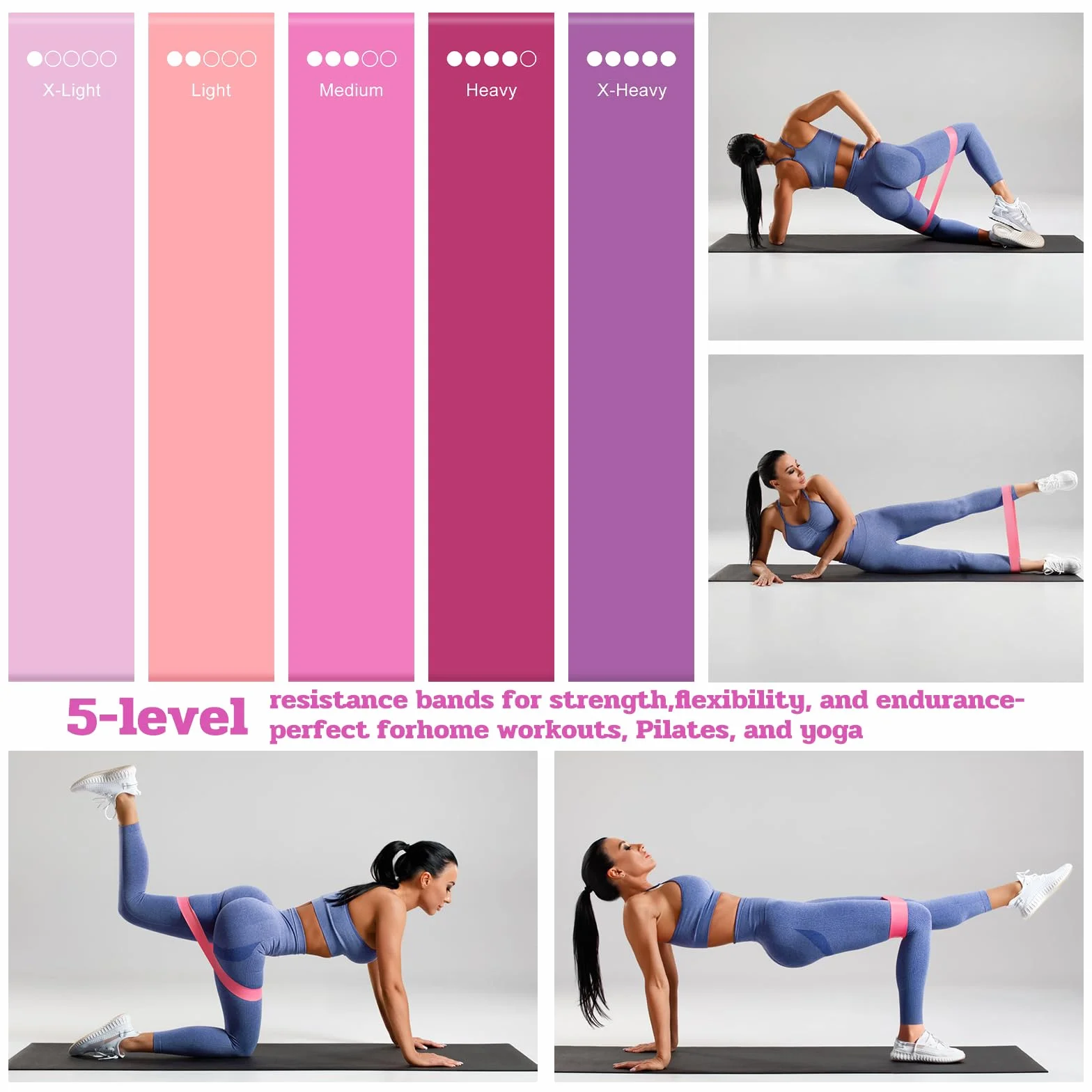 Lot de 18 Anneaux de Pilates avec Anneau de Pilates, Balle de Yoga, Bande de Fitness, Anneau de Tension, Anneau de Massage, Convient aux appareils de Fitness à Domicile