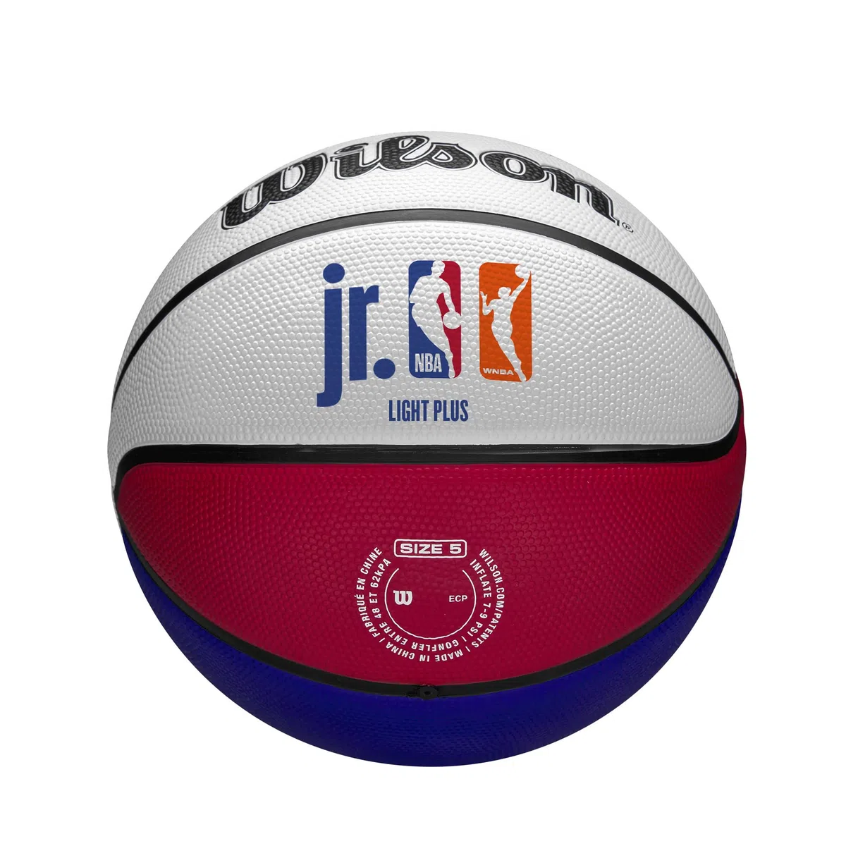 Wilson Basketball Jr. NBA WNBA DRV Light, Outdoor and Indoor, Size: 5, Blue/Red/White