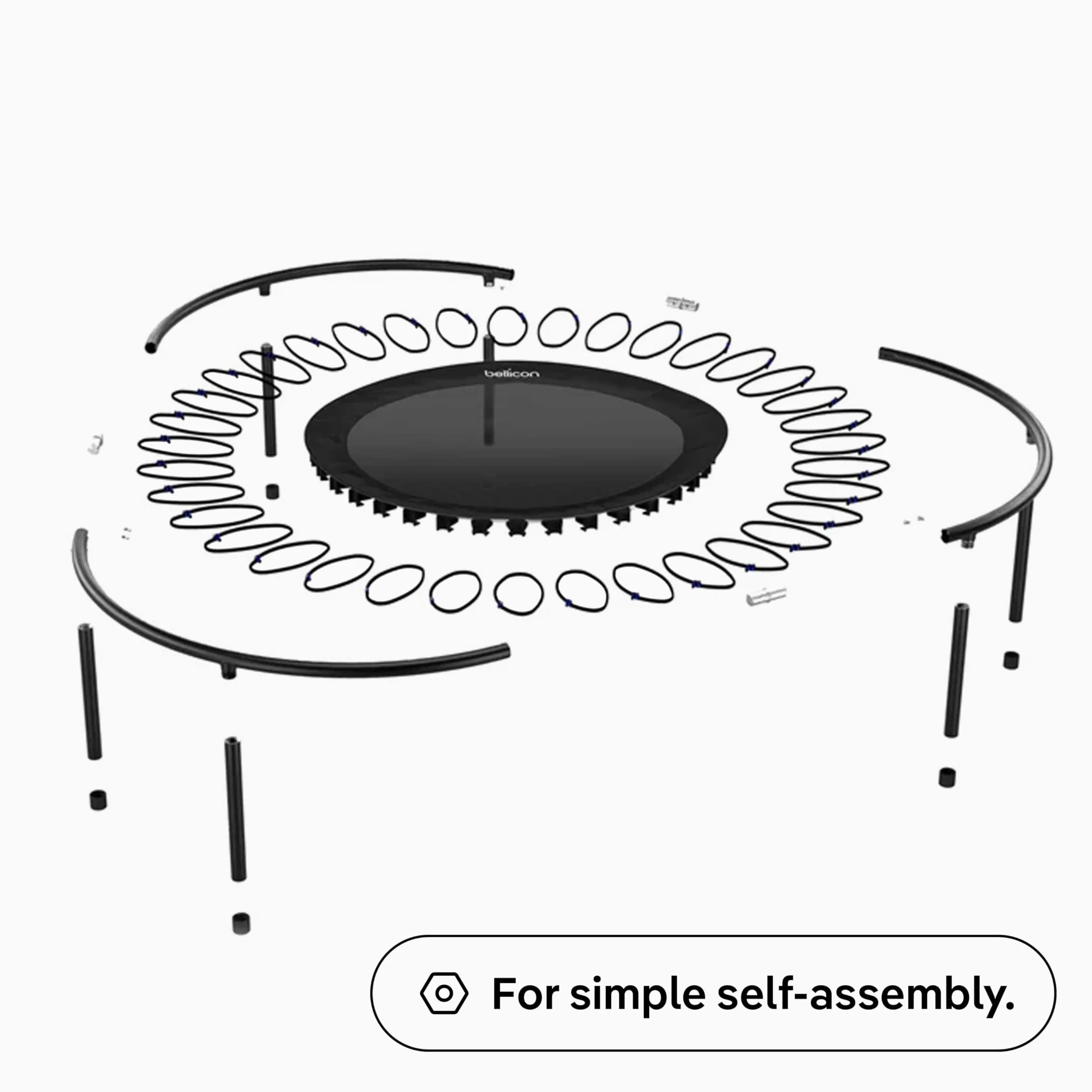 bellicon Trampoline de Fitness 100-125 cm | Pieds Robustes à Visser et Anneau de Suspension jusqu'à 150 kg (Extra Fort) | Cadre en 3 pièces | Fabriqué en Allemagne