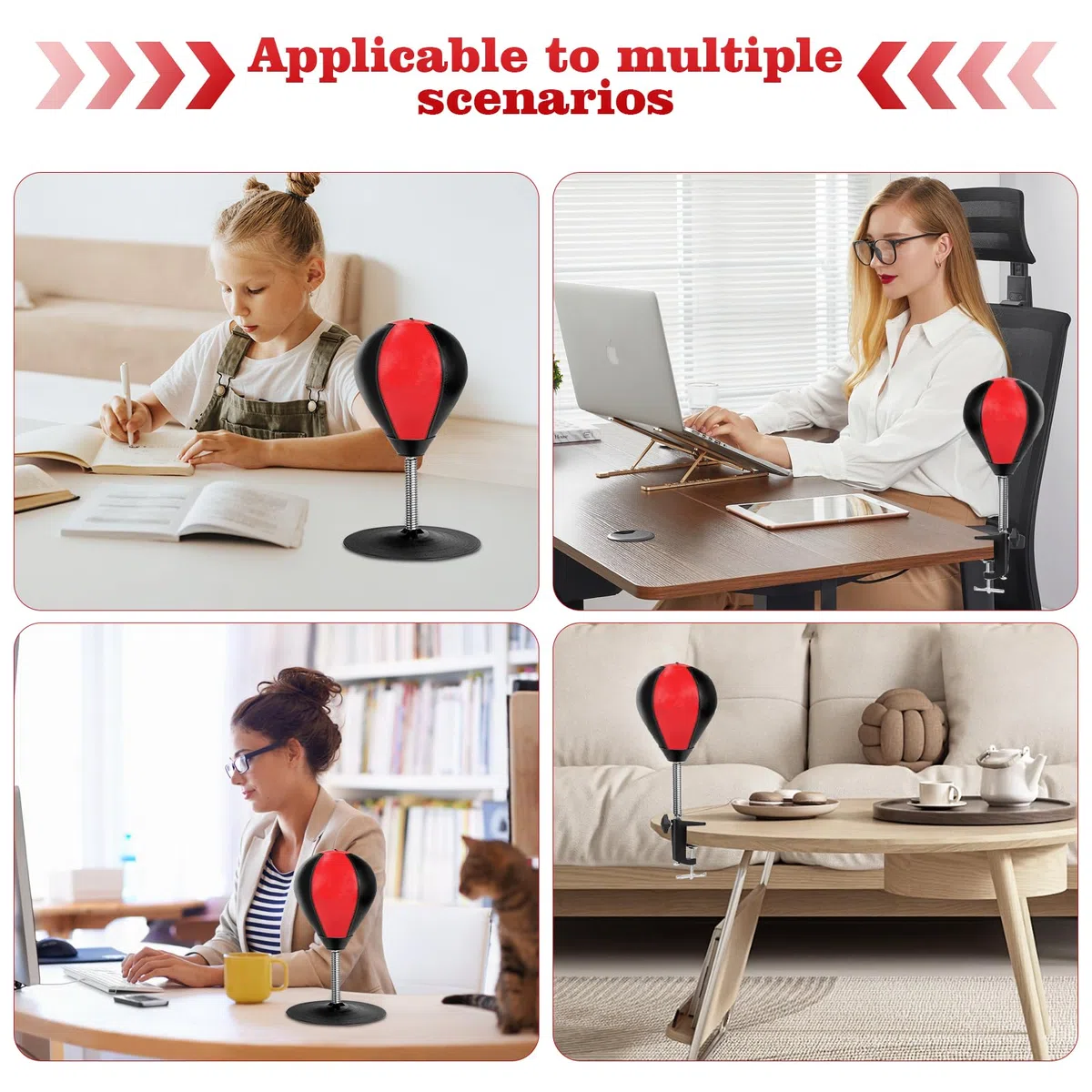Mini Sac de Frappe Anti-Stress avec Pince de Table et Ventouse pour la Table et Le comptoir de Bureau, Punchingball pour Enfants et Adultes